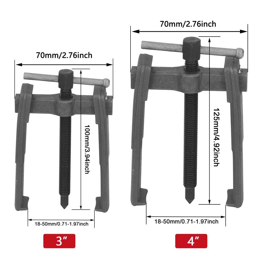 3" 4" 2 Jaw Car Bearing Puller Adjustable Two Claw Pilot Remover Hand Repair Tool Industrial Gear Bearing Dismantle Puller