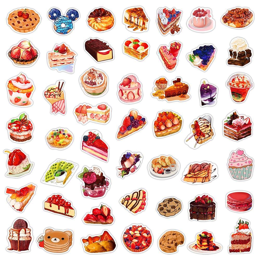 10/30/50pcs Realistic Food Cake Sweets Stickers INS Style Graffiti Decals DIY Luggage Scrapbook Journal Vintage Cartoon Sticker