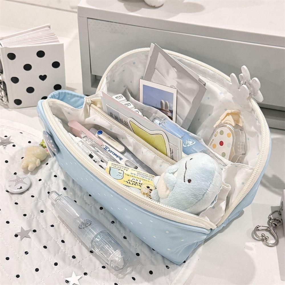 Shell Shape Pencil Pouch Polka Dot Pattern Pen Bag Multi-purpose Pencil Case  School Office