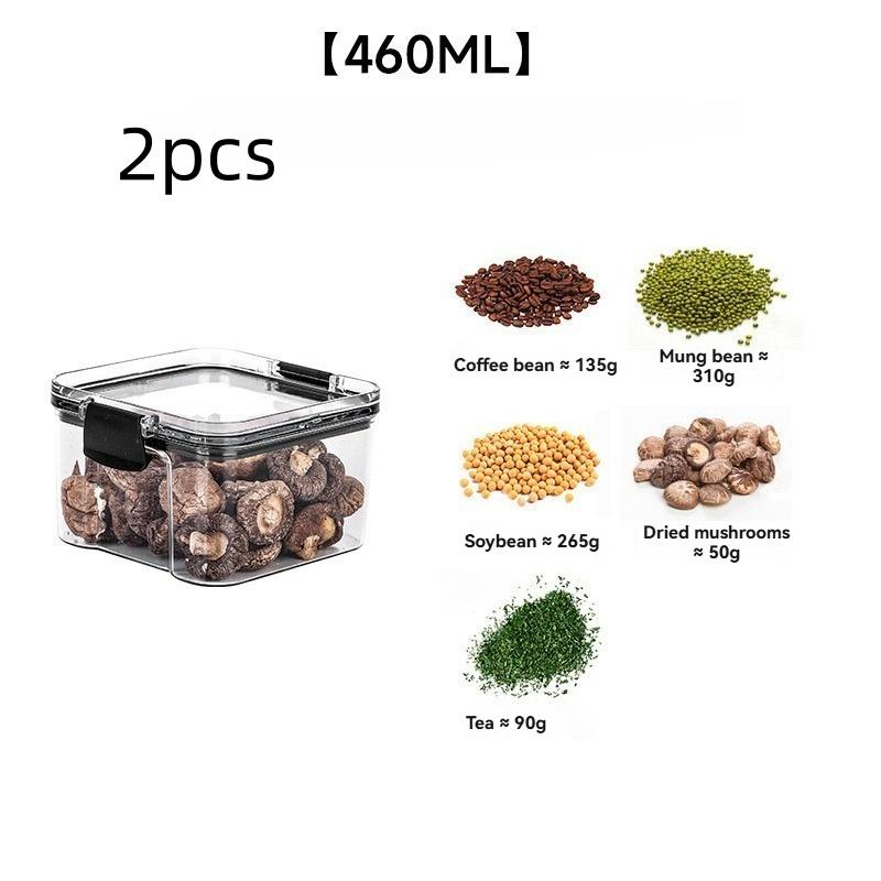 2pcs/ Food-Grade Plastic Sealed Jar Kitchen Grain Storage Box Square Compartment Storage Jar Moisture-Proof