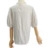 Women Tops V-Neck Puff Short Sleeves Hollow Out Crochet Shirt Solid Color Loose Fit Blouse Outdoor Leisure Wear