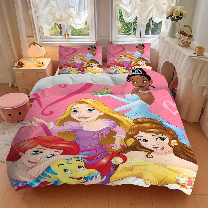 3pcs Cartoon Disney Princesses Bedding Set - Includes 1 Quilt Cover and 2 Pillowcases, Comfortable Bedding with Stylish Design for Bedroom, Machi