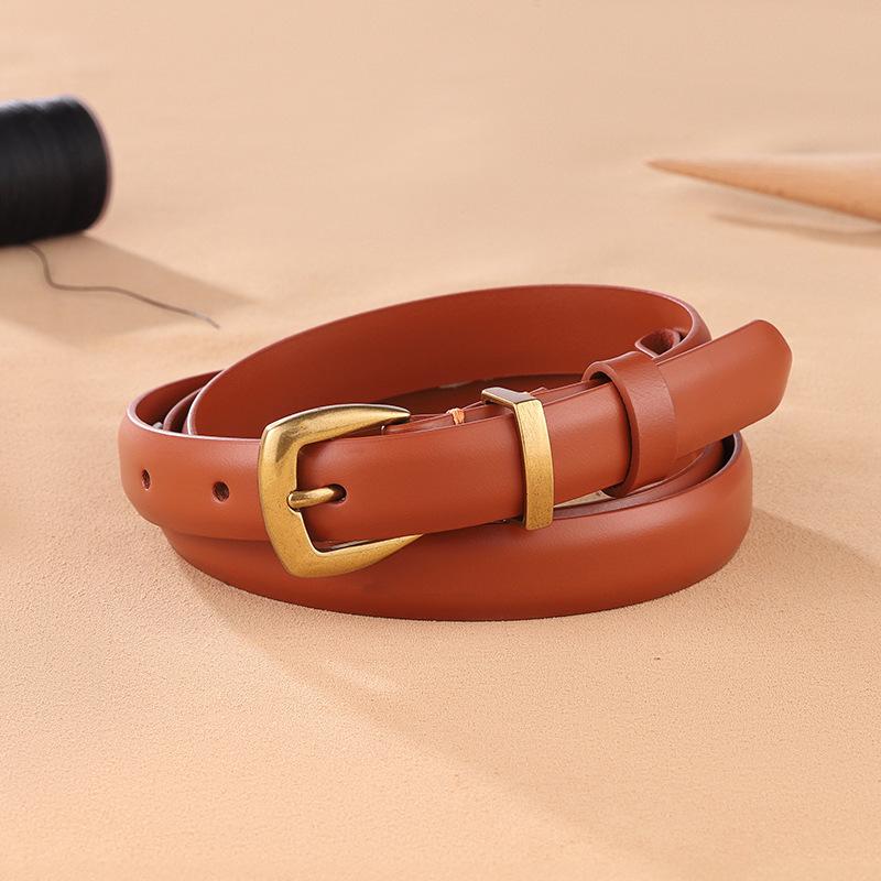 Guangzhou Top Layer Cowhide Thin Belt for Women Fashion Versatile Genuine Leather Korean Belt for Women High End Decorative Cowhide Belt