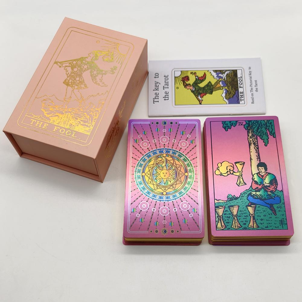 Piękna planszowa gra Tarot z złotym brzegiem, Hot Stamping, Karta papierowa, Dobry prezent, Karty wróżebne, Wróżenie przyszłości i miłości pink