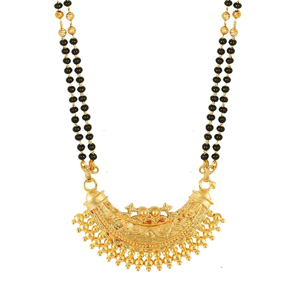 Mangalsutra pro ženy Dívky Dámy Manželka Chrám Jihoindická Tradiční 1 Gram Zlata Stylový Maháráštrská Dlouhý Řetízek