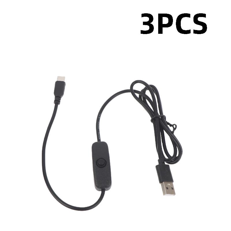 1/2/3 Pcs USB C Extension Cable For Raspberry Pi 3 4 Power Switch USB Male To Type C Male Adapter With On/Off Phone Laptop Parts