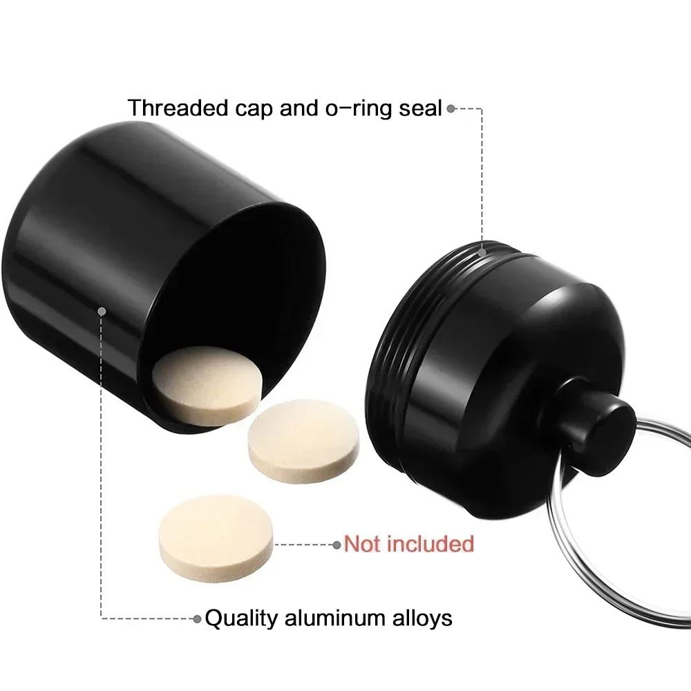Waterproof Aluminum Pill Case Metal Container Keychain Travel Outdoor Emergency First Aid Kit Safety
