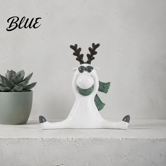 Knitted Scarf Deer Scarf Cute Minimalist Reindeer Resin Decor Nordic Figurine with Healing Statue Matte White Animals Mini Animal