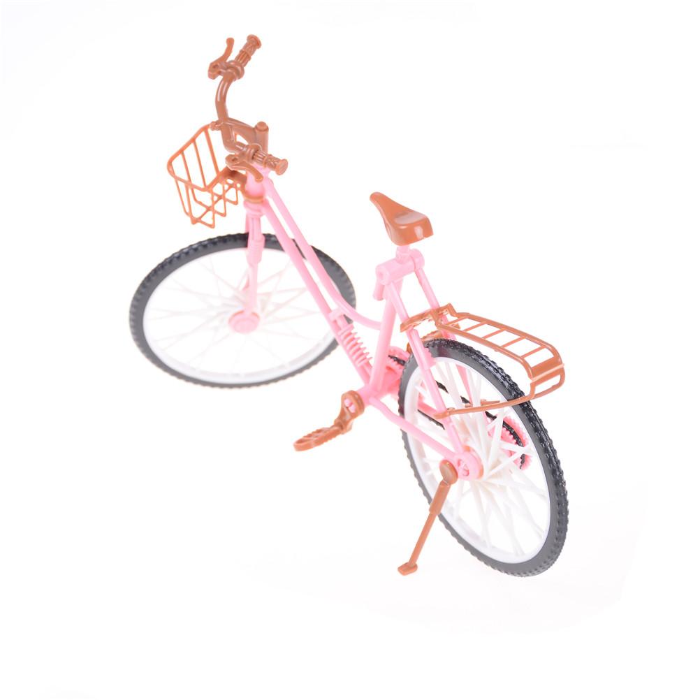 1pc Fashion Beautiful Bicycle Fashion Detachable Pink Bike with Brown Plastic Basket for Kids Dolls Accessories Size: 26*8*17