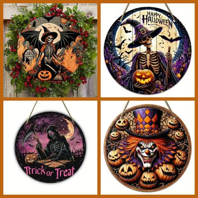 Kreative Holz Handwerk Tür Plaque Dekoration Kreisförmigen Logo Hexe Holz Plaque Halloween Dekoration Weihnachten