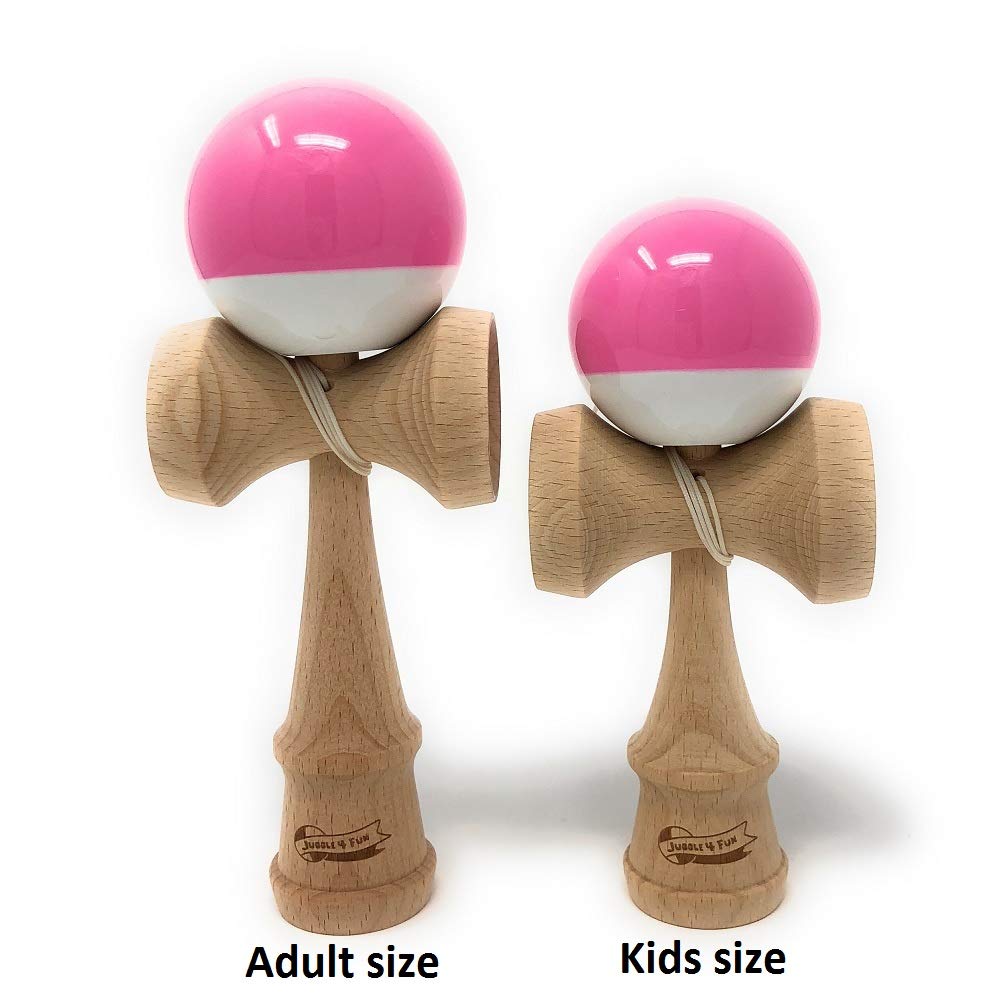 MyCircus Kendama (with Spare Strings and Bag) for Kids, JUGGLE 4FUN (pink and White)