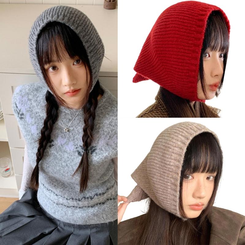 Thicken Knit Triangle Scarf Soft Wool Head Wrap Unisex Unique Style Headscarf For Women Men Outdoor Travel Accessory