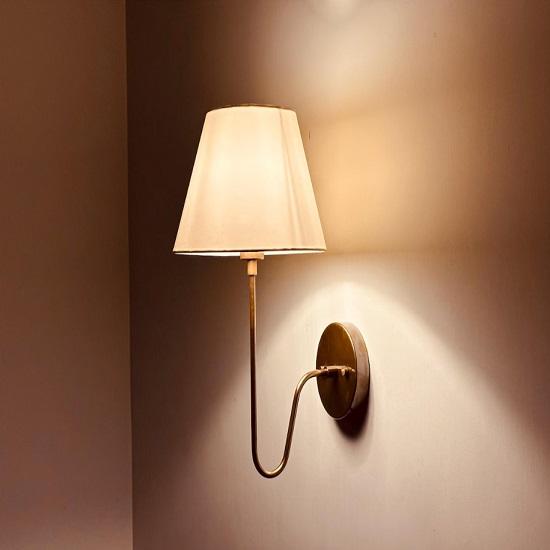 Antique Brass Wall Sconce | 1950s Wall Lamp with Shade | Mid Century Modern Wall Light | Wall Mounted Lighting Fixture