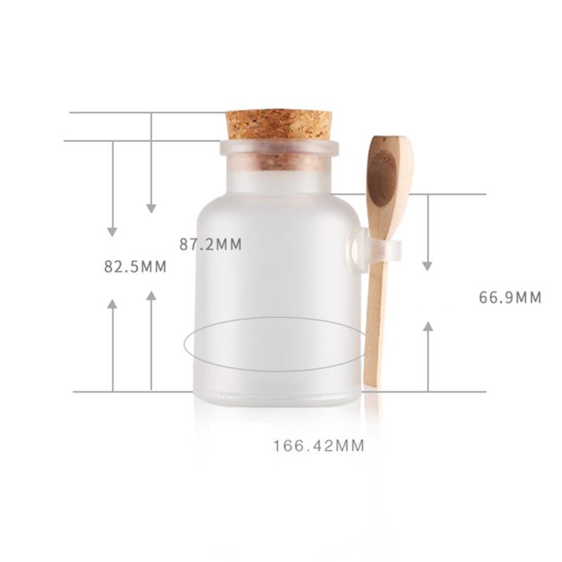 Sale da Bagno Scrub 100ml in Flacone ABS con Tappo in Legno, Cucchiaio, Tappo di Chiusura in Sughero, Vasetto Sigillato Satinato
