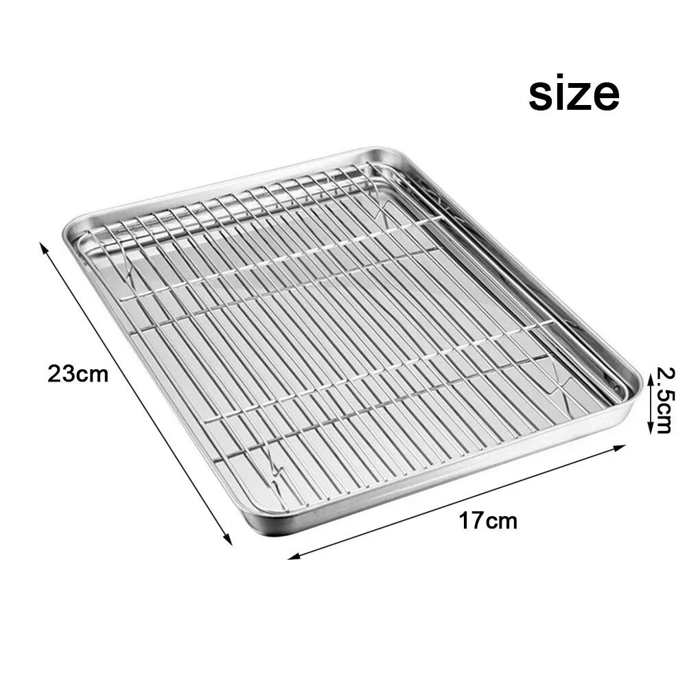 Baking And Cooling Rack Set Healthful Quick And Even Heating Roll Edges Shiny Mirror Finish Silver Wire Rack Set