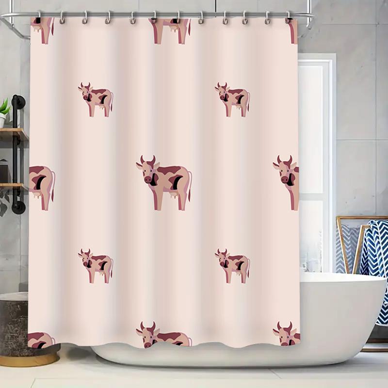 

Farm Fresh Bathroom Decor Cow Print Shower Curtain In Soft Pink For Kids Bathrooms Home Interiors W60H190(CM)-1 Pcs