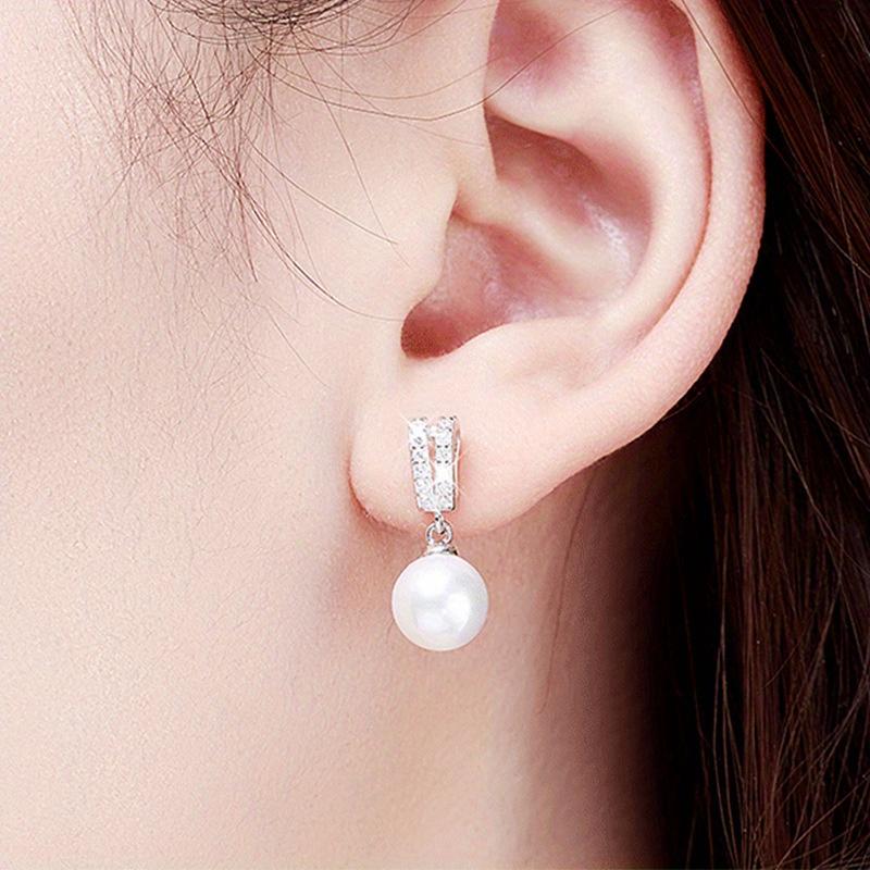 Luxurious large high-end imitation pearl earrings for women's synthetic zircon earrings
