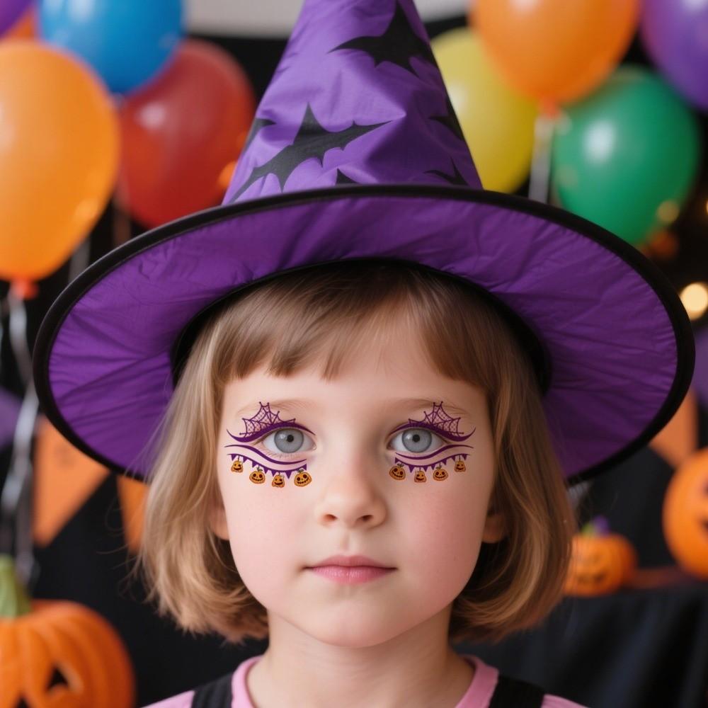 Disposable Halloween Face Tattoo Pumpkin Ghost Skull Halloween Bat Face Stickers  Kids Children