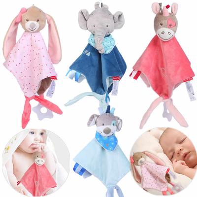 Babyhandtücher Neugeborenes Baby Kuscheltier Beruhigungstuch Tier Hase Plüschtiere Weiche Sicherheitsrasseln Bettglocke Spucktuch