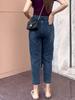 Retro Blue Women's High Waist Slimming Harem Jeans for Pear-Shaped Bodies - Fall 2025 Collection
