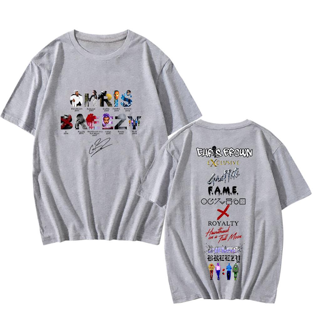 Chris Brown 11:11 Tour T-Shirt Kurzarm Hip Hop Baumwoll-T-Shirt Funko Pop Grunge Retro T-Shirt Lässige Punk-Kleidung