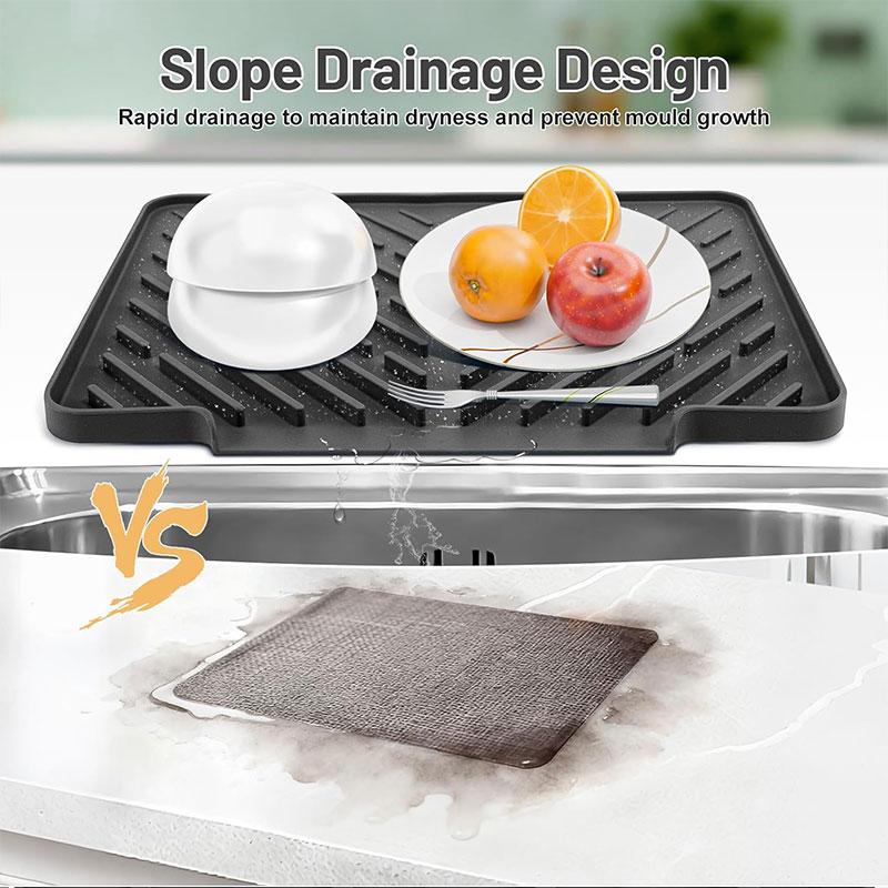Antypoślizgowa, żaroodporna podkładka do suszenia naczyń Silikonowa podkładka pod garnki, naczynia, kubki Podkładka na stół Taca amortyzująca Ociekacz z szerszym odpływem