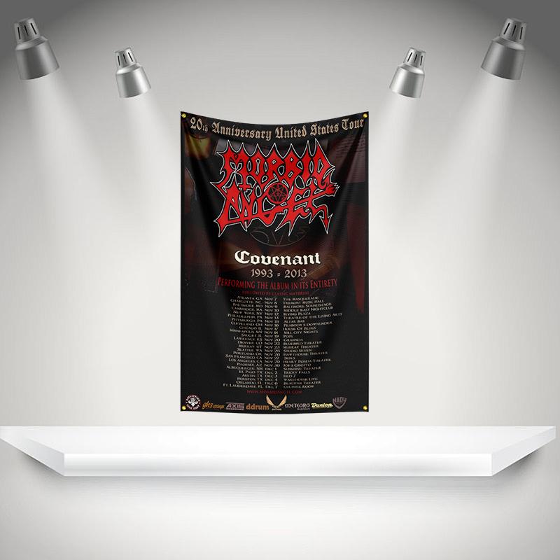 M-Morbids Angel Flag Rock Music Band Banner HD Printing Tapestry Exhibition, Music Band Fans, Garage Decor