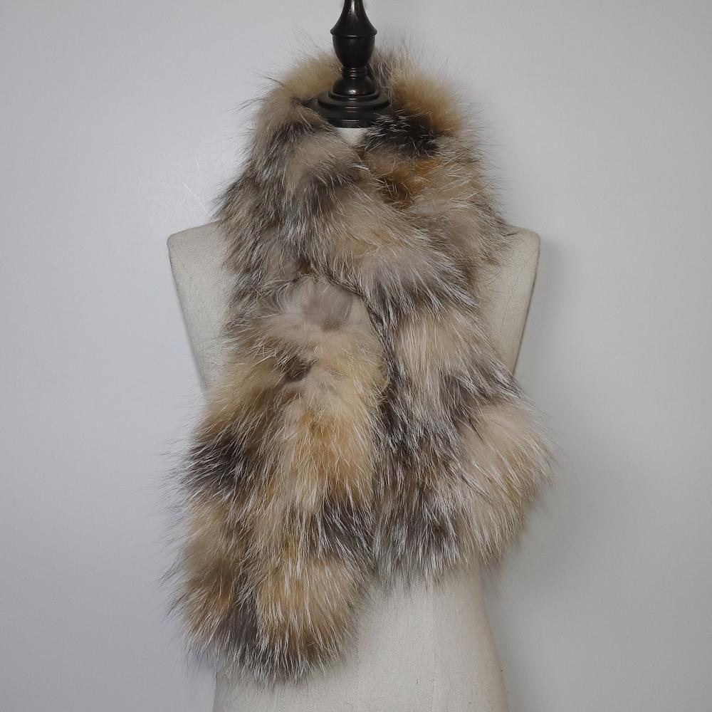 Hot Sale Natural Fox Fur Scarf Winter Women Knitted Real Fox Fur Scarves Outdoor Warm Lady Quality Genuine Fox Fur Muffler