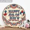 Patriotic Metal Wall Decor Th July Sign Red White Blue Round Aluminum Art for Home Bar Party