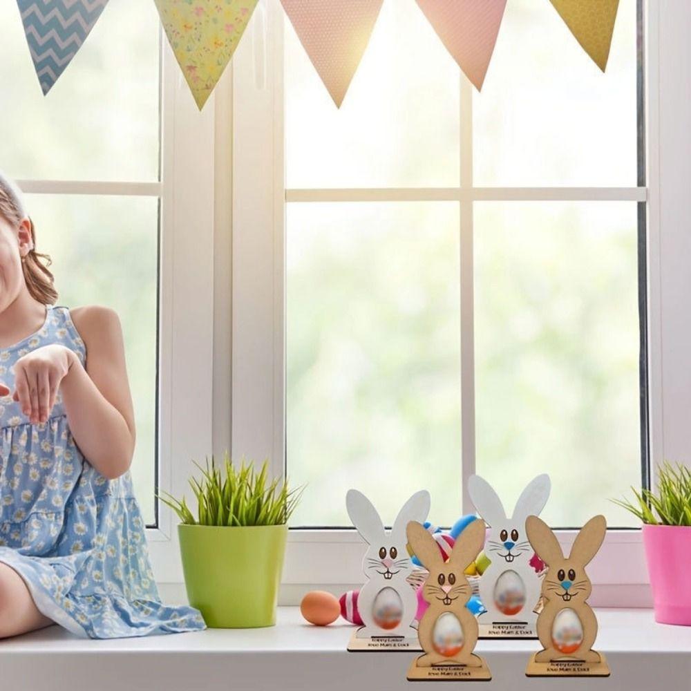 Standing Bunny Wooden Egg Stand Creative Chocolate Egg Rack Easter Egg Rack  Decoration Supplies
