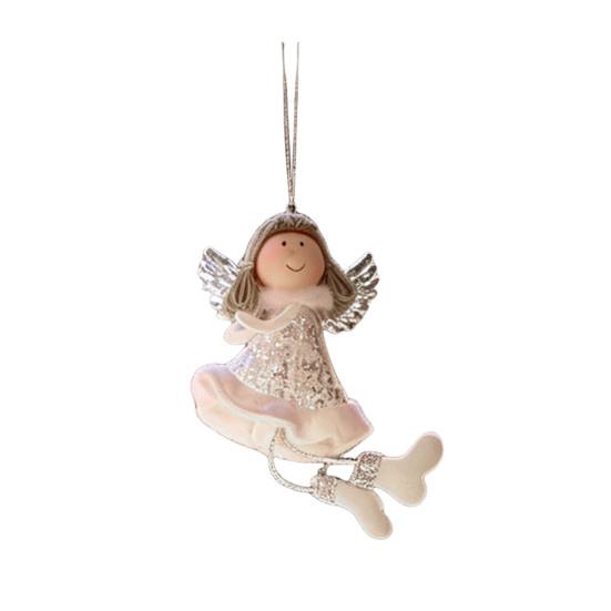 Cute Christmas Tree Hanging Charms Angel Ornaments, Plush Doll Pendant, Xmas Decorative Pastel Color Decor Ornaments for Home Holiday