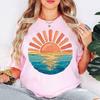 Comfort Colors Sunset Beach Shirt Retro Coastal Ocean Graphic Tee Summer Gift