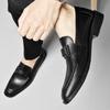 Fashion Classic Business Men's Leather Shoes Luxury Gentleman Style Dress up party Fashion outdoor street Black White loafers Slip on