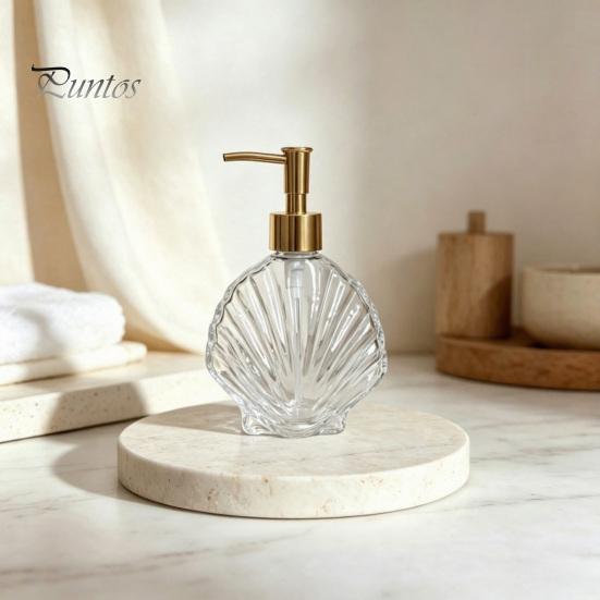 Muschel Lotion Flasche 400ML Strand Nachfüllbarer Seifenspender, Flüssig Hand Glas Spender Behälter, Pumpe für Badezimmer Küchen Arbeitsplatte Behälter