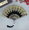 Folding retro pattern hand fan, single flower folding fan, Chinese dance fan, role-playing party decoration, women's handheld