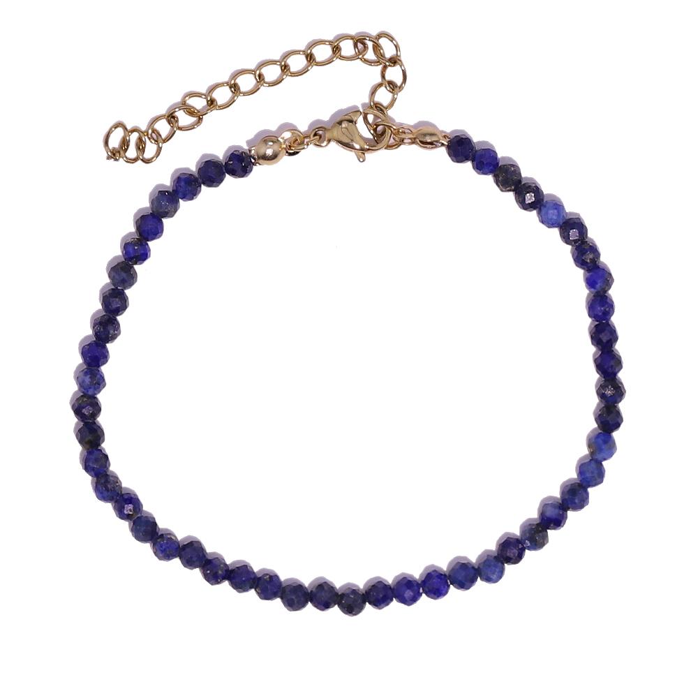 1pcs Hot-selling Natural Stone Crystal Lapis Lazuli Faceted Single-layer Beaded Bracelet