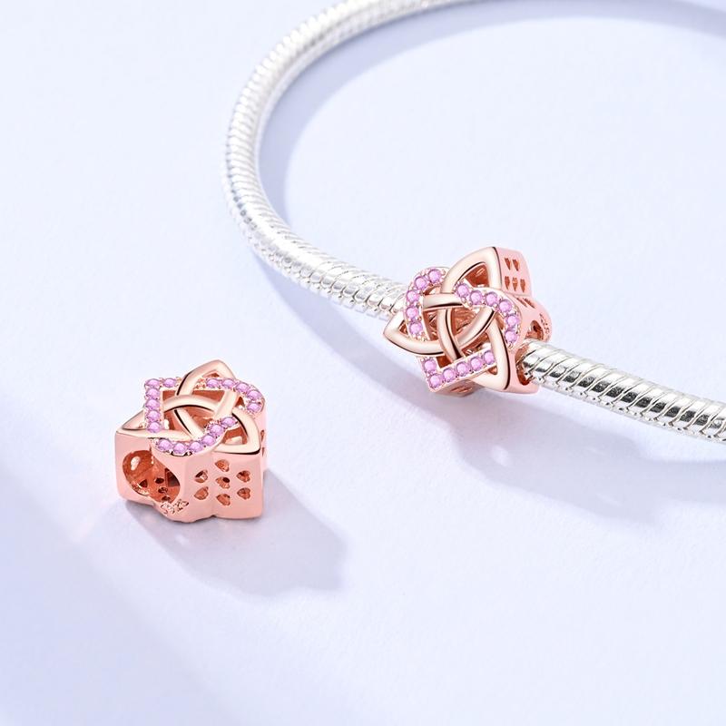 Original Copper Charm Bead Mother'S Day Love Heart Family Charm Bead Pendant Fits Bracelet Womens Jewelry Gifts