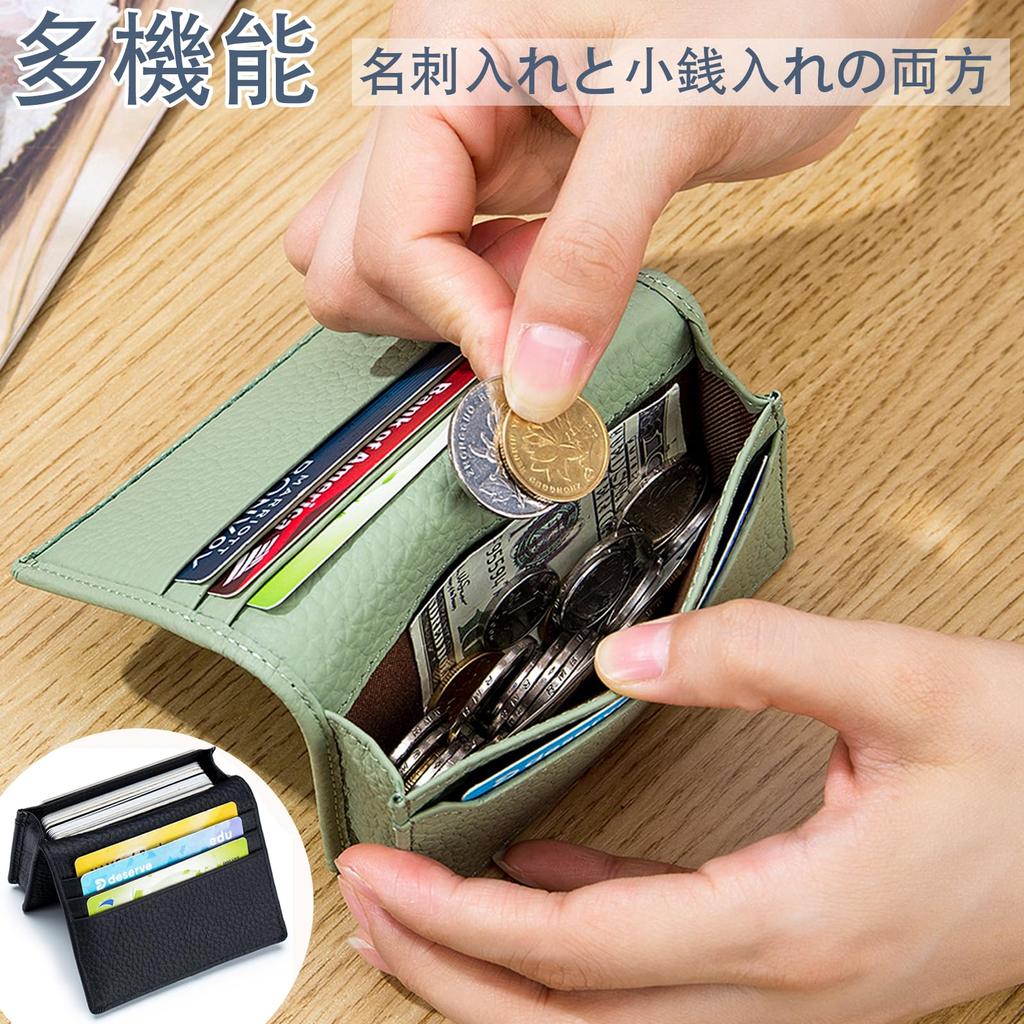RenLianyi Business Card Holder for Men and Women, Popular Genuine Leather Business Card Case, Large Capacity, Holds 50 Cards, Stylish, Card Slots,
