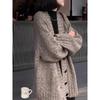 Autumn Winter V-Neck Pure Wool Mid-Length Women's Cashmere Cardigan Sweater