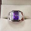 Amethyst Emerald Cut Gemstone With 925 Sterling Silver Ring For Men's #B718 JL375692748331