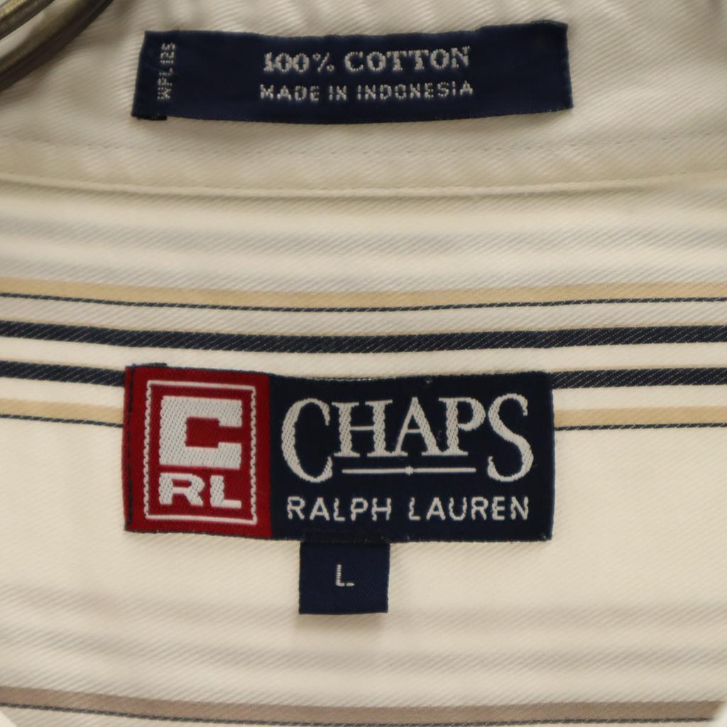 CHAPS RALPH LAUREN Striped Pattern Short Sleeve Button Down Shirt L White Men's Used