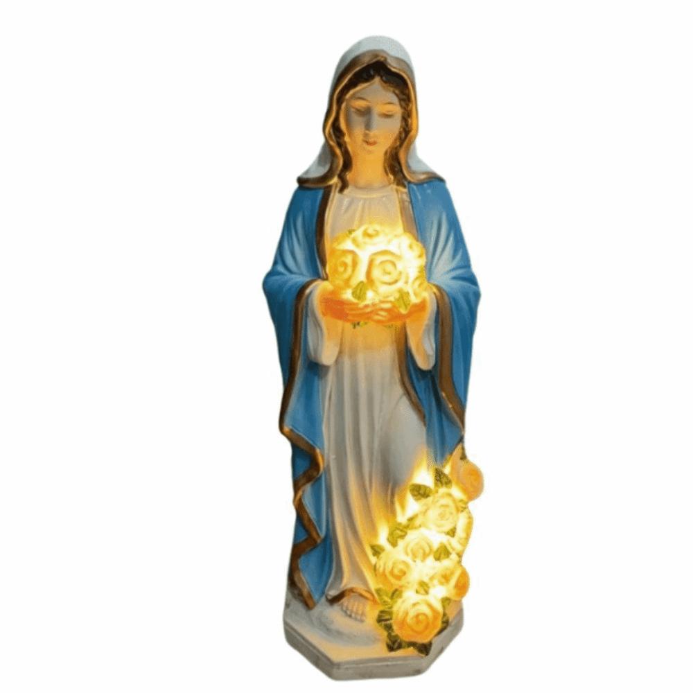 Resin Blessed Mother Sculpture Lighted LED Jesus Christ Figurine  Outdoor Garden