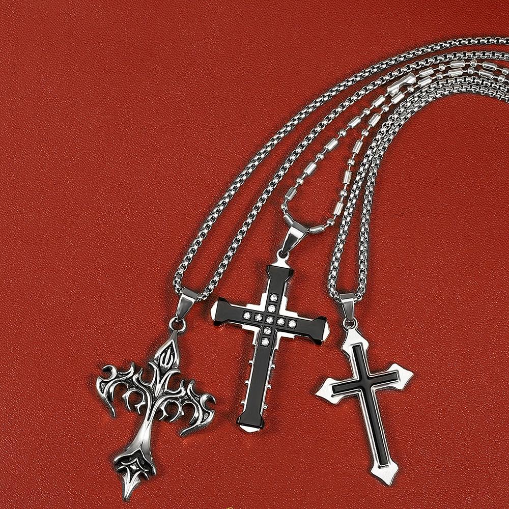 High Quality Cross Titanium Steel Non Fading Necklace,Domineering Trendy Men's hip-hop Pendant Chain,New Handsome Men Women Gift