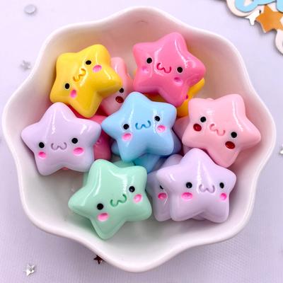 20PCS Mix Resin Kawaii Colorful Mini Smiling Stars Flat Back Cabochon Stone Scrapbook Home Decor Figurine DIY Craft Supplies