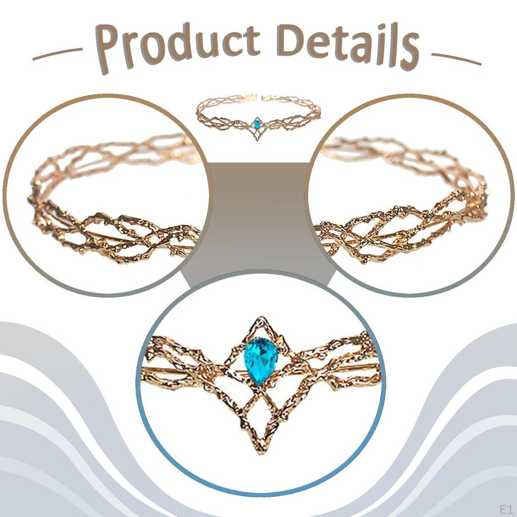 King Crown for Men Lightweight Medieval Headpiece Prom Halloween Parties Gold and Blue