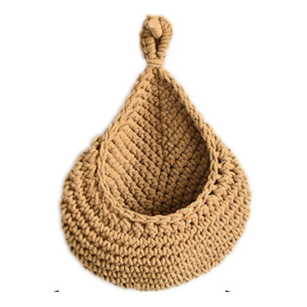 Cotton Rope Wall Hanging Fruit Baskets Breathable Boho Onion Container Vintage storage bag  Ginger