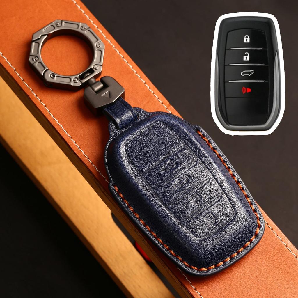 Leather Car Key Fob Case Cover Accessories For Toyota Sienna Rav4 Venza Mirai Hybrid Vehicles Alphard Previa Voxy