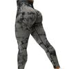Exclusive Tie-Dye High-Waisted Peach Lift Yoga Pants - Seamless, Thick, and Long for Europe and America