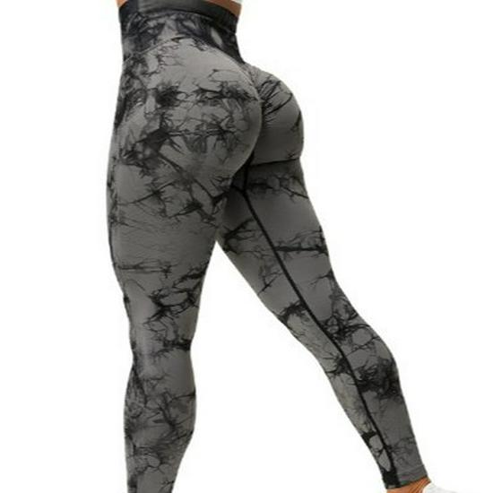 Exclusive Tie-Dye High-Waisted Peach Lift Yoga Pants - Seamless, Thick, and Long for Europe and America