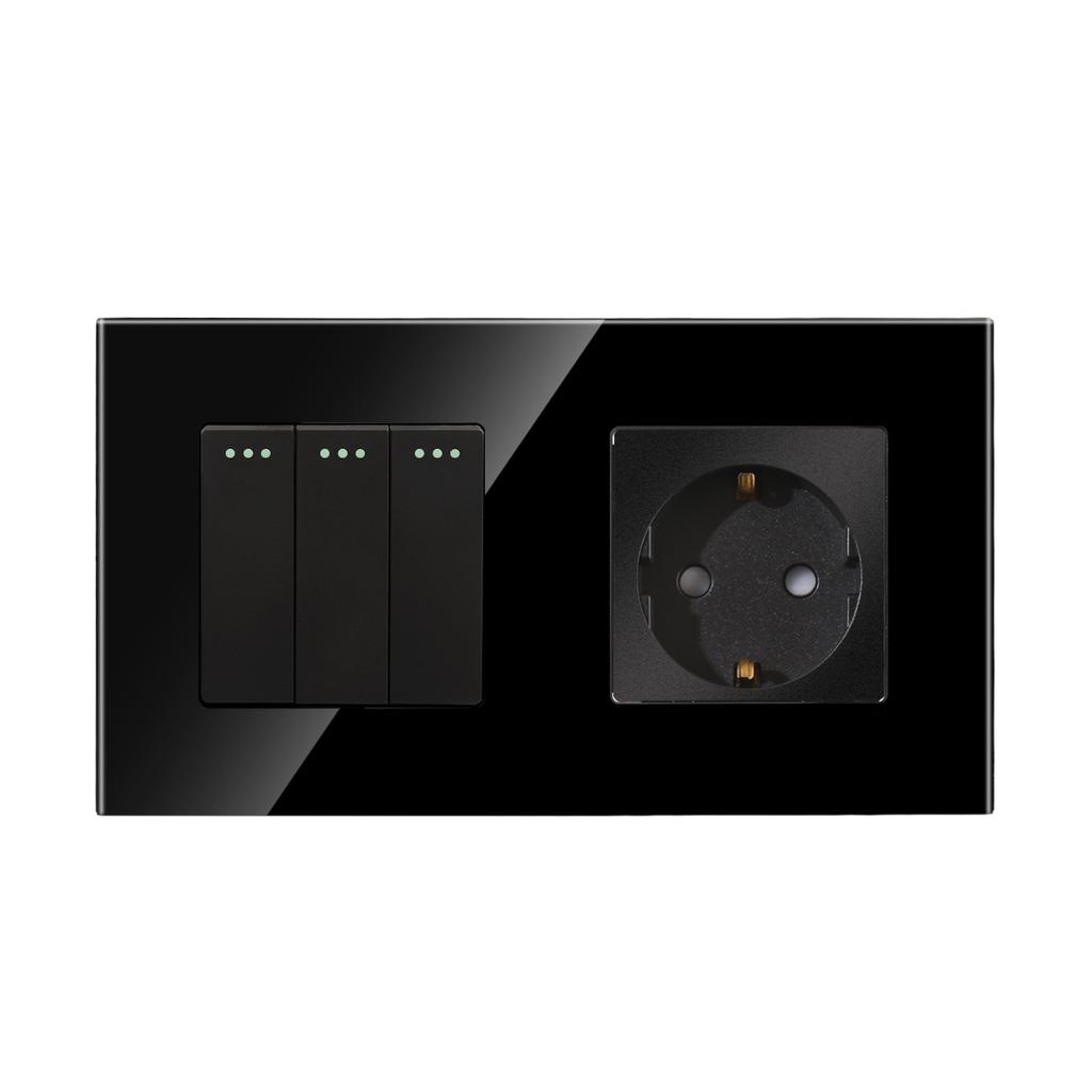 Bingoelec New Design Wear Resistant 3gang 1 Way Indicator Light Mechanical Wall Switch Socket